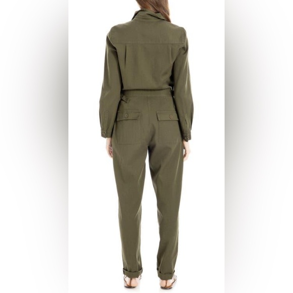 NWT [MAX STUDIO] Tab Sleeve Utility Jumpsuit in Olive, Women’s Size X-Small - Picture 5 of 8